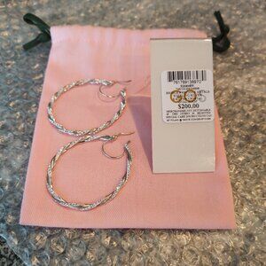 Large Silver Hoop Earrings on a card with a baggie - Kate Spade Collection
